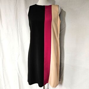 Isabel & Nina Raspberry Colorblock with Cut Out Back Bow Sleeveless Sheath Dress